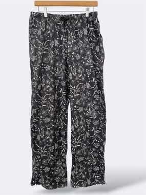 Victoria's Secret Gray Floral Wild Flower Drawstring Pajama Pants Cotton Pockets